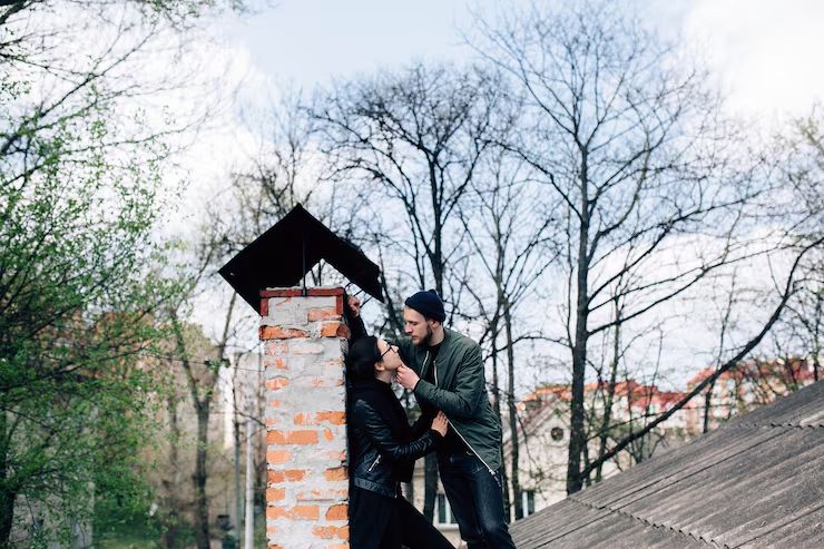 Installing a stainless steel chimney cap on a brick chimney in Minneapolis